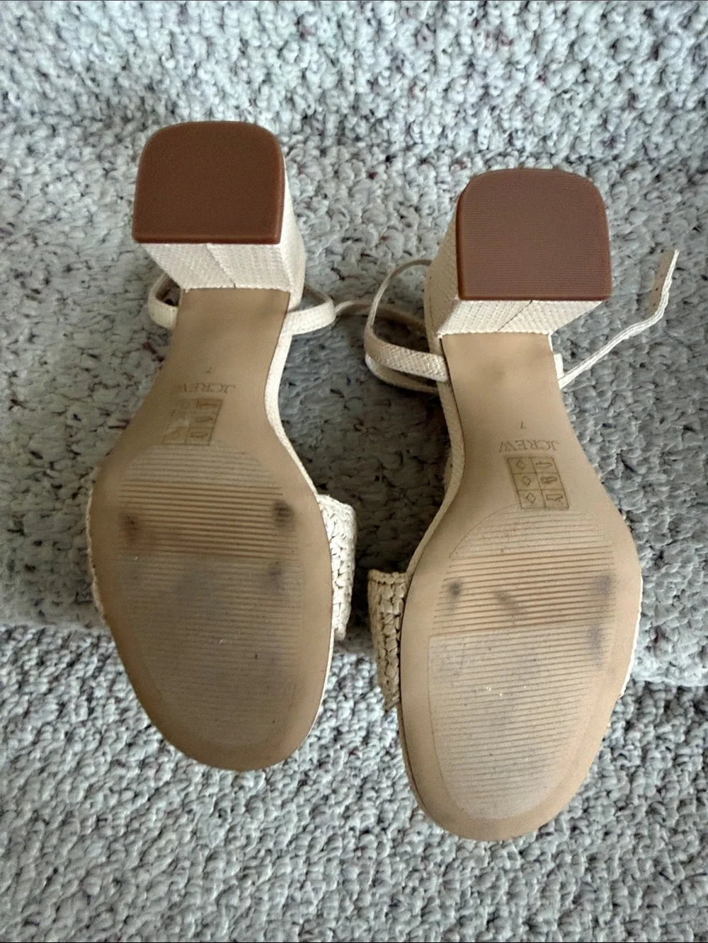 J. Crew Factory Blonde Natural Raffia heeled sandal size 7 CU341 $138